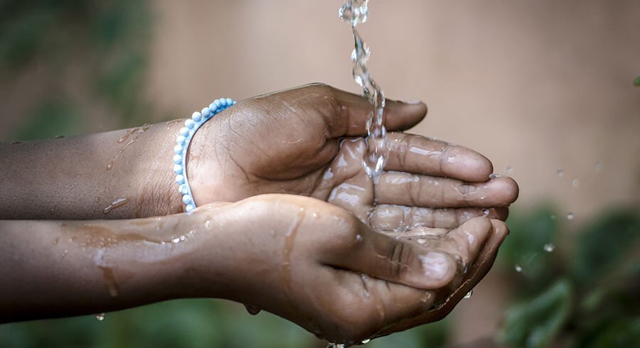 Solar-powered borehole pump installed in a village in Northern Ghana